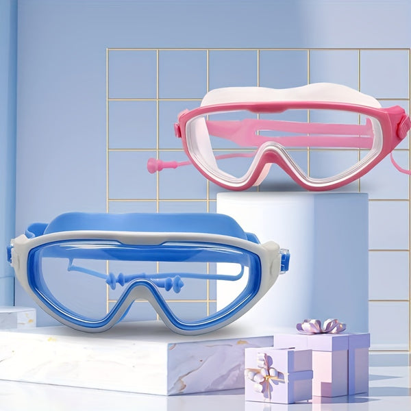 Oversized Swim Goggles – Anti-Fog & Leak-Proof Design (Blue/Pink)
